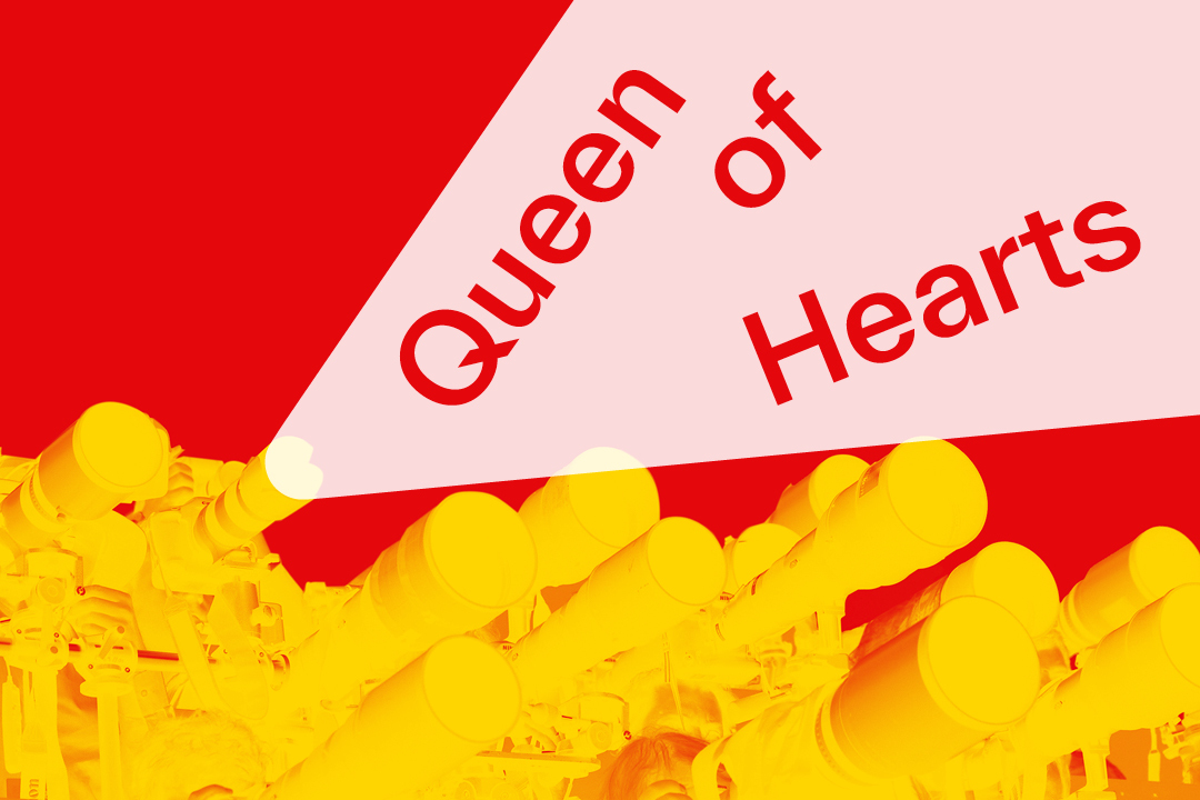Grafik: Die Grafik zeigt die Kameras der Paparazzi und den Schriftzug Queen of Hearts.