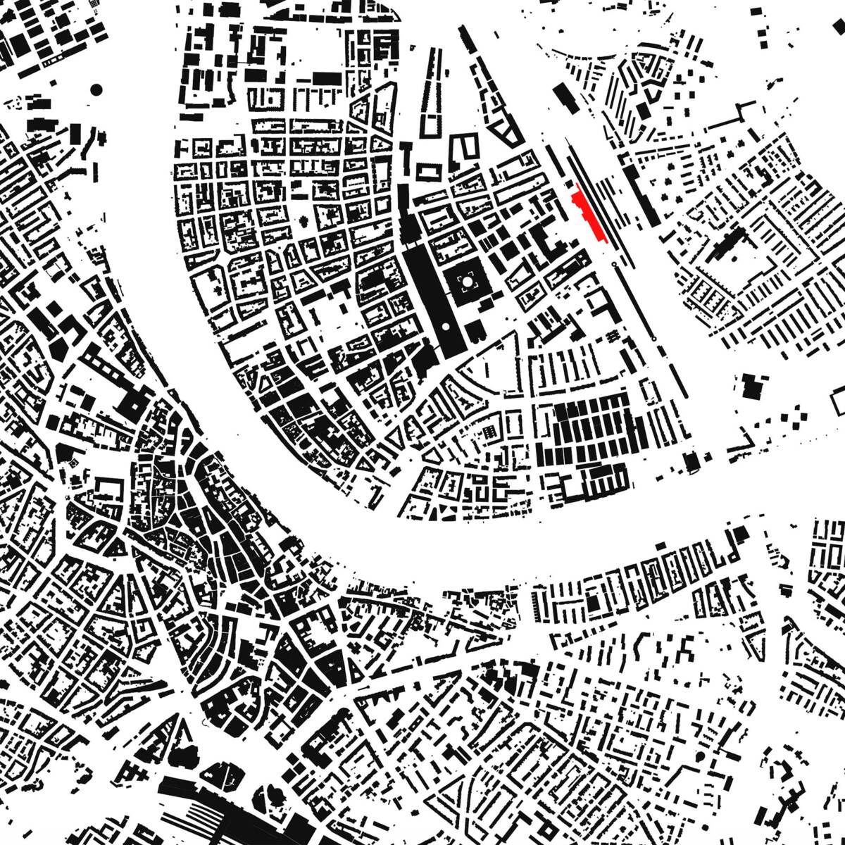 Stadtplan Basel schwarz weiss, Gare du Nord markiert